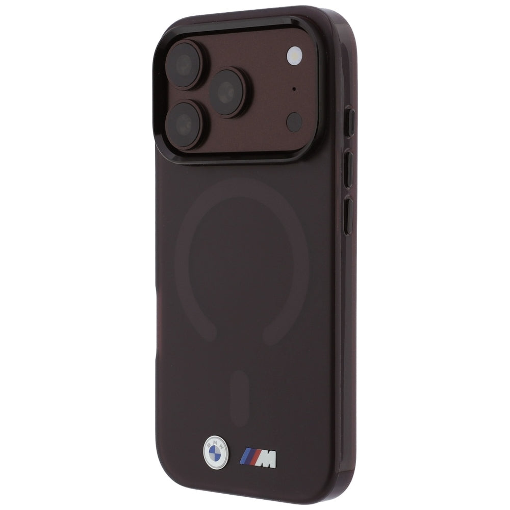 Handyhülle für iPhone 18 Pro Max / 17 Pro Max, BMW M IML Frosted Metal Logo Trims MagSafe, Dunkelrot-Transparent (1/8)