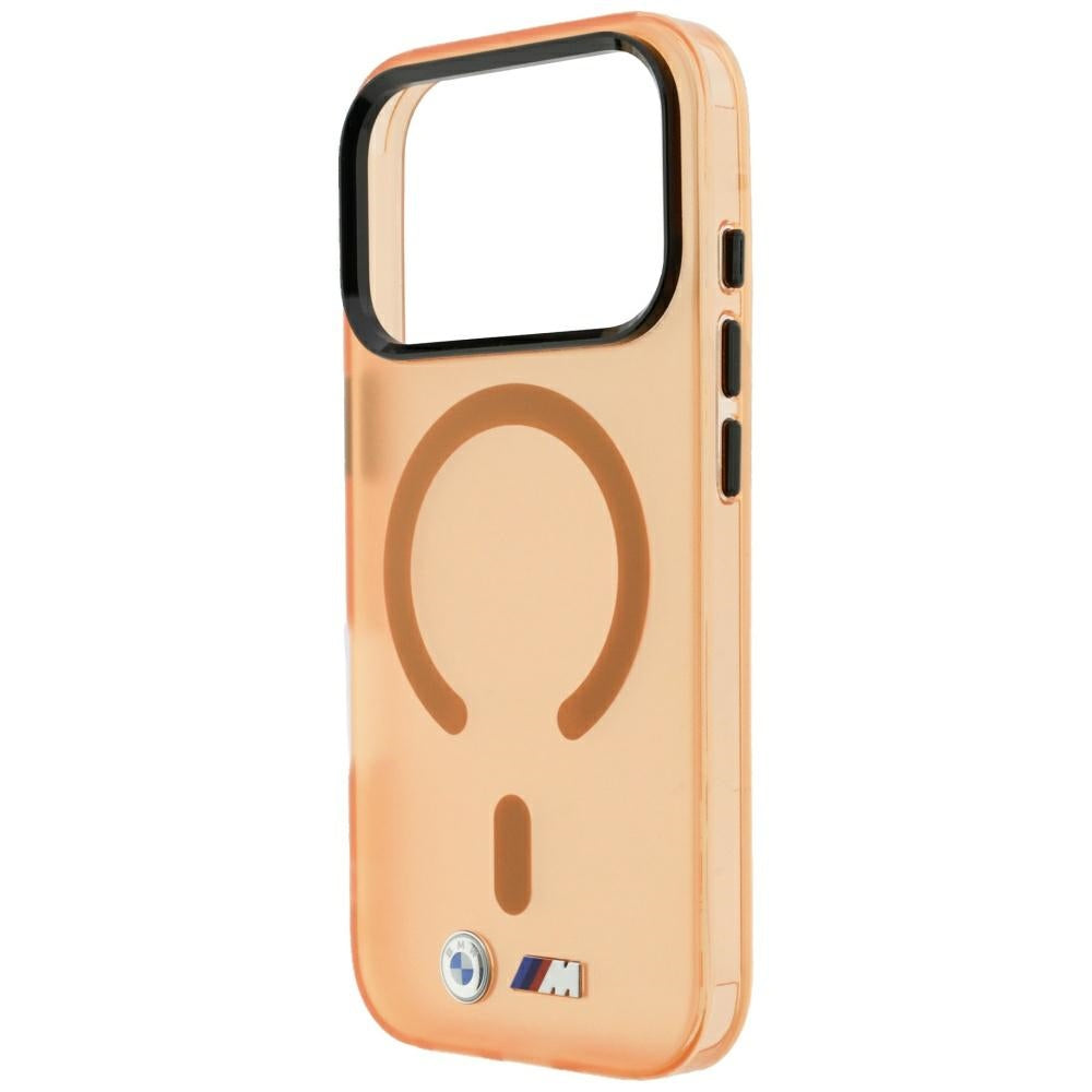 Handyhülle für iPhone 18 Pro Max / 17 Pro Max, BMW M IML Frosted Metal Logo Trims MagSafe, Orange-Transparent (2/8)