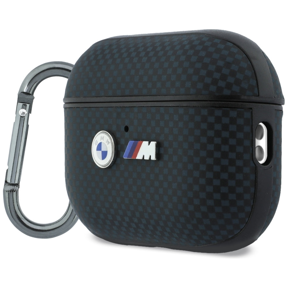 Hülle für Apple AirPods Pro 3, BMW M Quilted Kevlar Metal Logo, Blau Karbon (2/4)