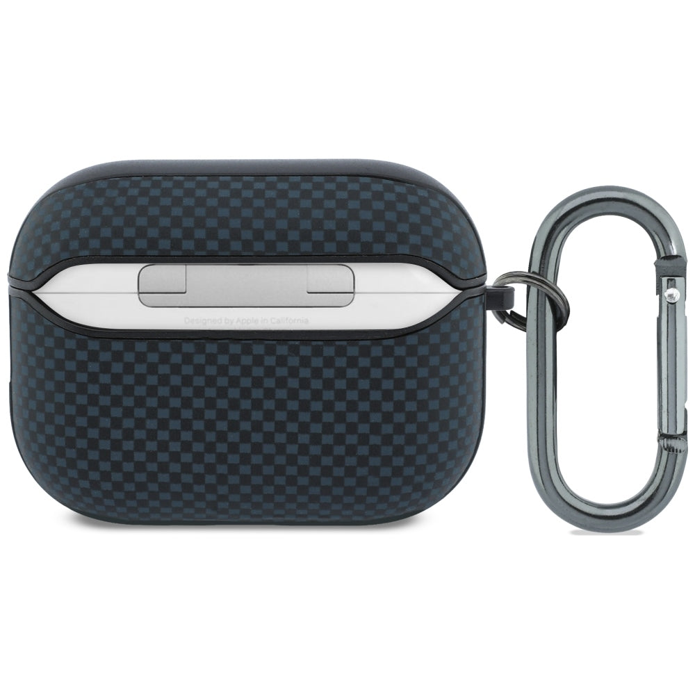 Hülle für Apple AirPods Pro 3, BMW M Quilted Kevlar Metal Logo, Blau Karbon (3/4)
