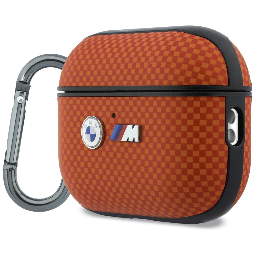 Hülle für Apple AirPods Pro 3, BMW M Quilted Kevlar Metal Logo, Orange Karbon (2/4)