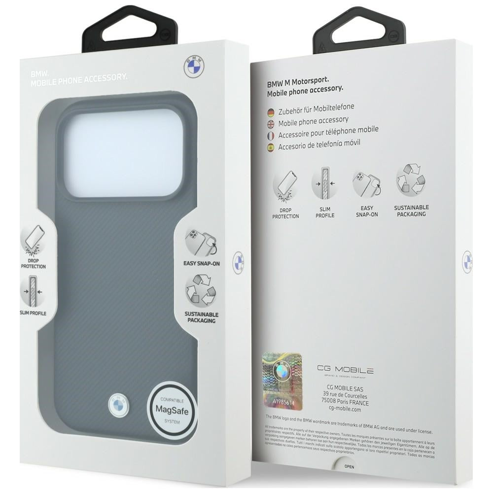 Handyhülle für iPhone 18 Pro / 17 Pro, BMW Kevlar Metal Logo mit MagSafe, Anthrazit (8/8)