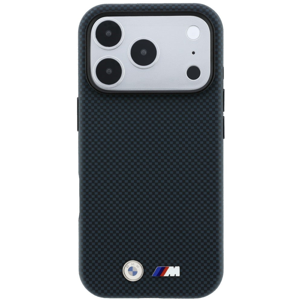 Handyhülle für iPhone 18 Pro Max / 17 Pro Max, BMW Kevlar Metal Logo mit MagSafe, Schwarz (3/8)