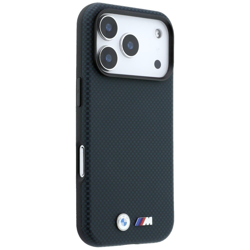 Handyhülle für iPhone 18 Pro Max / 17 Pro Max, BMW Kevlar Metal Logo mit MagSafe, Schwarz (4/8)