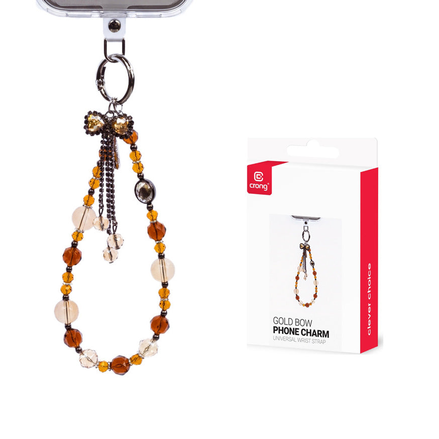 Universal-Handyband für das Handgelenk, Crong Phone Charm, Silber-Bernsteinfarben