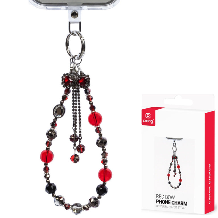 Universal-Handyband für das Handgelenk, Crong Phone Charm, Silber-Rot