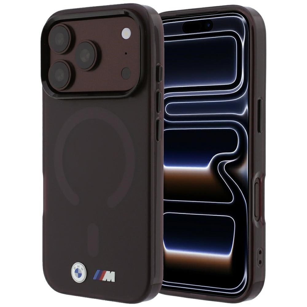 Handyhülle für iPhone 18 Pro / 17 Pro, BMW M IML Frosted Metal Logo Trims MagSafe, Dunkelrot-Transparent (8/8)