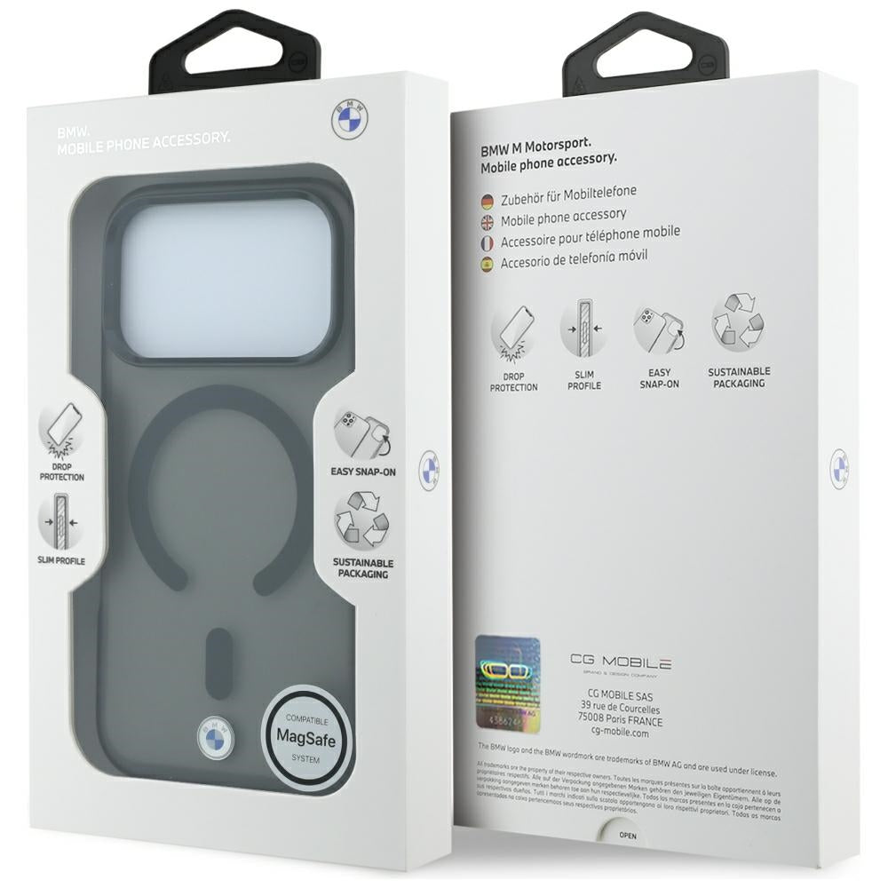 Handyhülle für iPhone 18 Pro / 17 Pro, BMW HC Sign Frosted IML MetaL Logo MagSafe, Transparent-Schwarz (9/9)