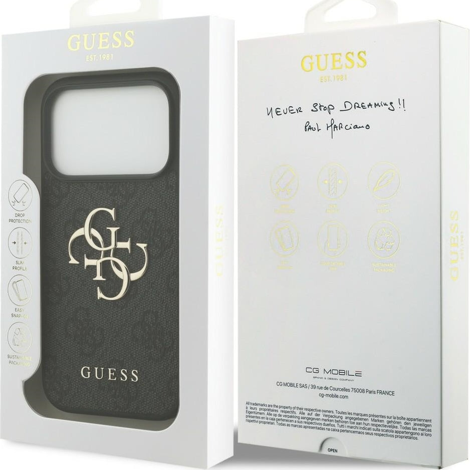 Handyhülle Guess Hardcase 4G Big Metal Logo für iPhone 18 Pro / 17 Pro, Schwarz
