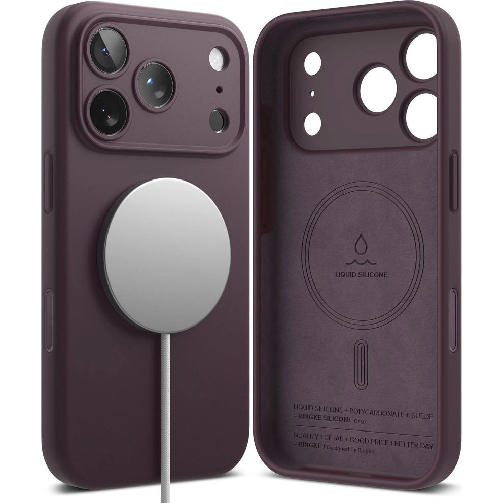 Handyhülle für iPhone 18 Pro / 17 Pro, Ringke Silicone CC Magnetic mit MagSafe, Burgunderrot (2/9)