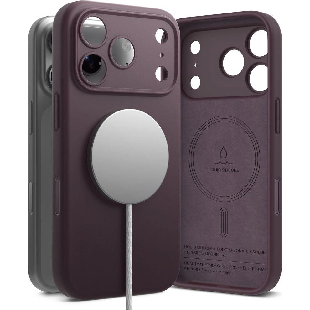 Handyhülle für iPhone 18 Pro / 17 Pro, Ringke Silicone CC Magnetic mit MagSafe, Burgunderrot (5/9)