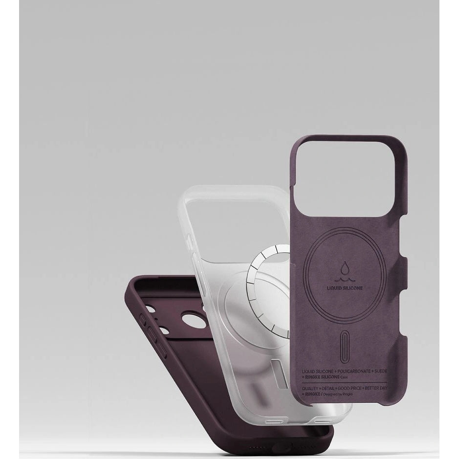 Handyhülle für iPhone 18 Pro / 17 Pro, Ringke Silicone CC Magnetic mit MagSafe, Burgunderrot (6/9)