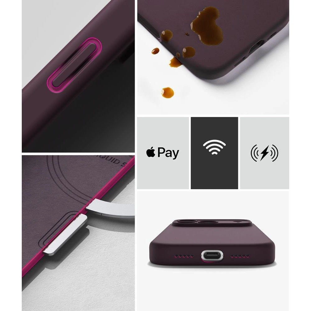 Handyhülle für iPhone 18 Pro / 17 Pro, Ringke Silicone CC Magnetic mit MagSafe, Burgunderrot (7/9)