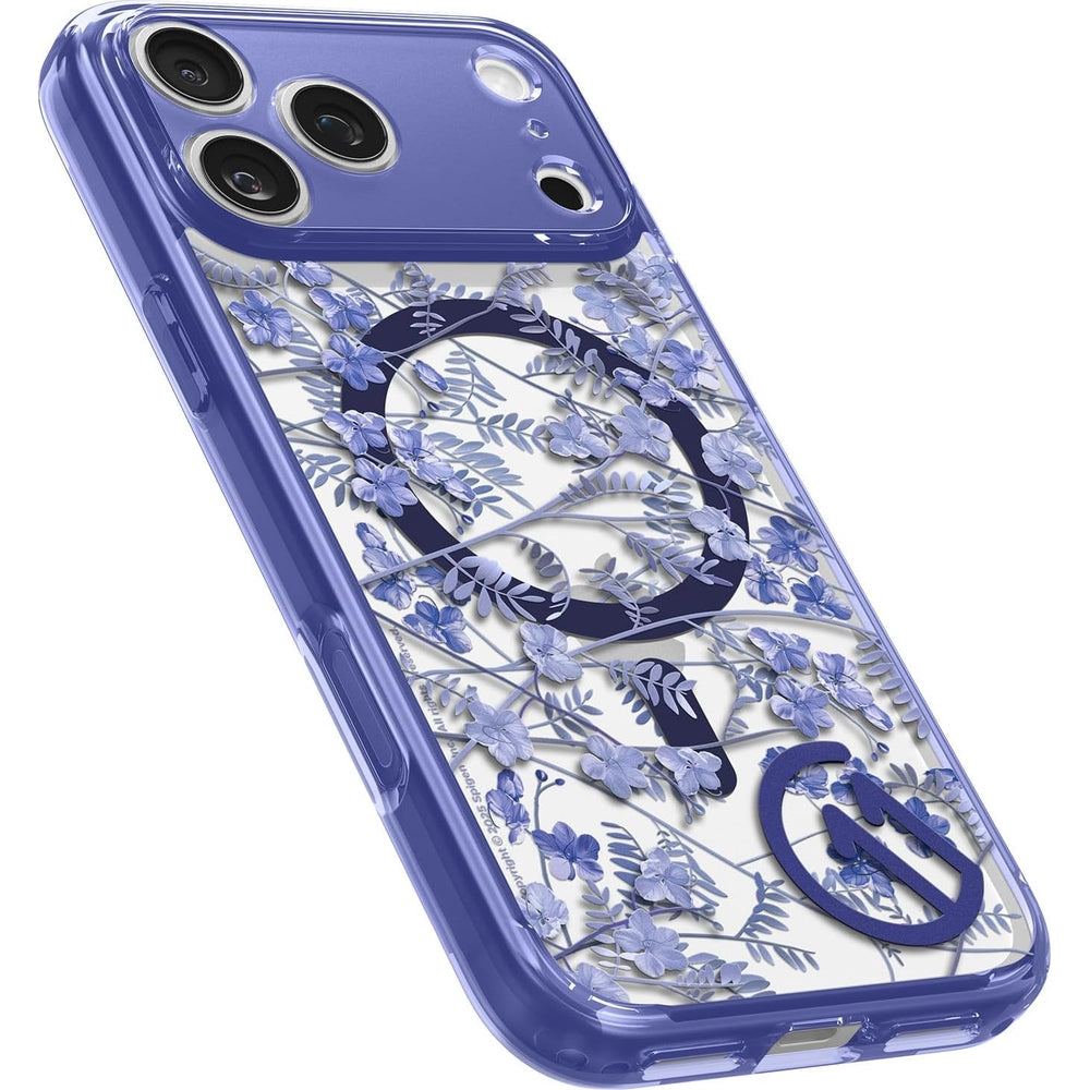 Handyhülle für iPhone 17 Pro, Spigen Ultra Hybrid T Mag (CC) mit MagSafe, Transparent-Gemustert (C11 Cobalt Spring)