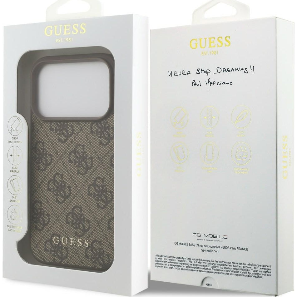 Handyhülle Guess Hardcase 4G Classic für iPhone 18 Pro Max / 17 Pro Max, Braun