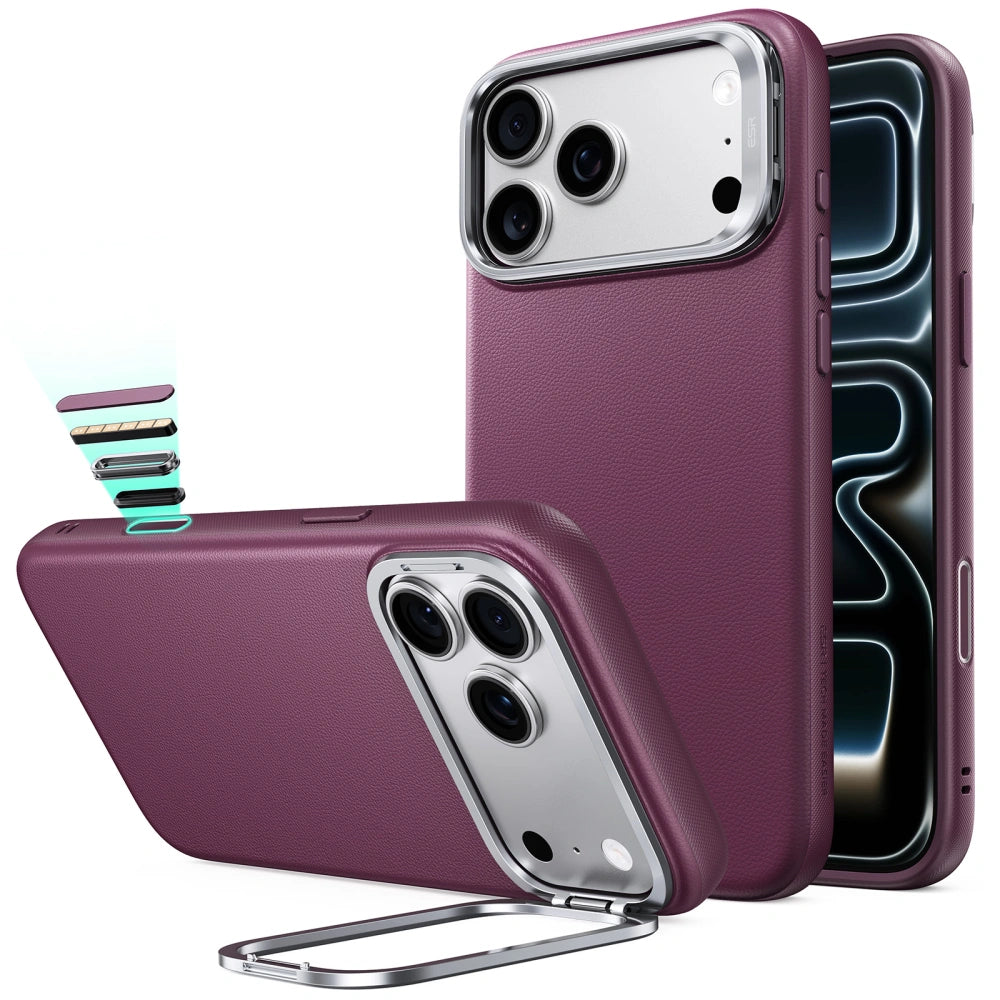 Handyhülle für iPhone 18 Pro Max / 17 Pro Max, ESR Atelier Kickstand mit MagSafe, Burgunderrot (1/9)