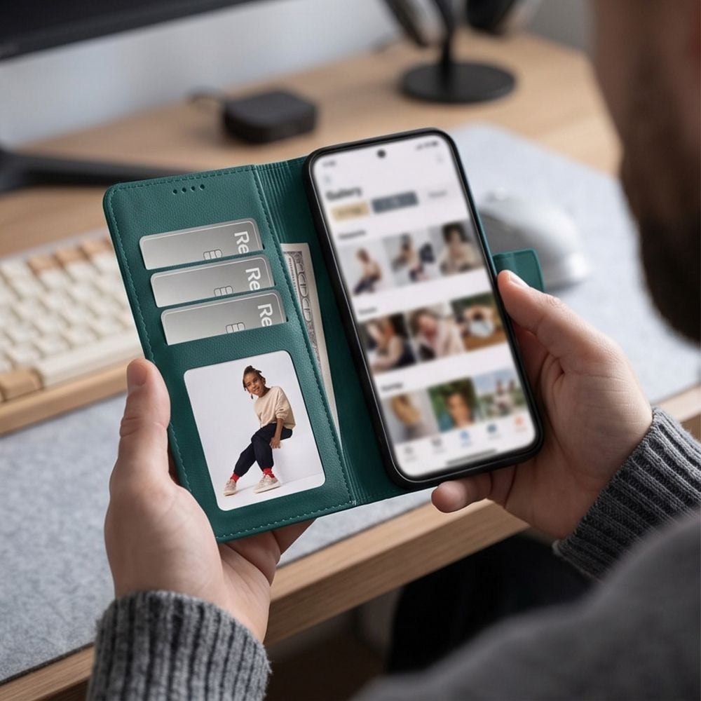 Handyhülle mit Klappe für Xiaomi Redmi Note 17 Pro 5G, Tech-Protect Wallet, Grün (4/7)