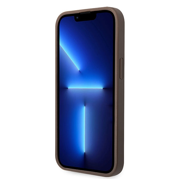 Guess Handyhülle Hardcase 4G Big Metal Logo für iPhone 15 / 14 / 13, Braun (5/8)