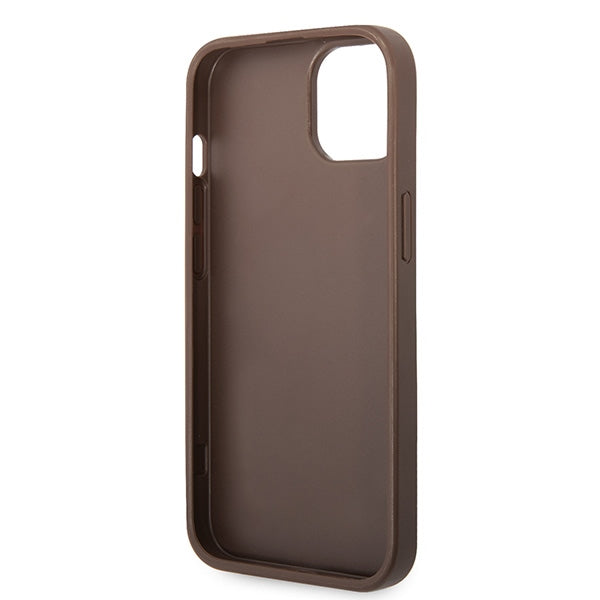 Guess Handyhülle Hardcase 4G Big Metal Logo für iPhone 15 Pro, Braun (7/8)