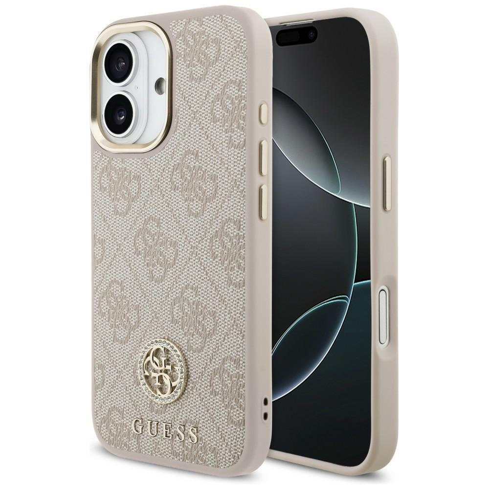 Handyhülle für iPhone 17, Guess 4G Strass Logo mit MagSafe, Rosa