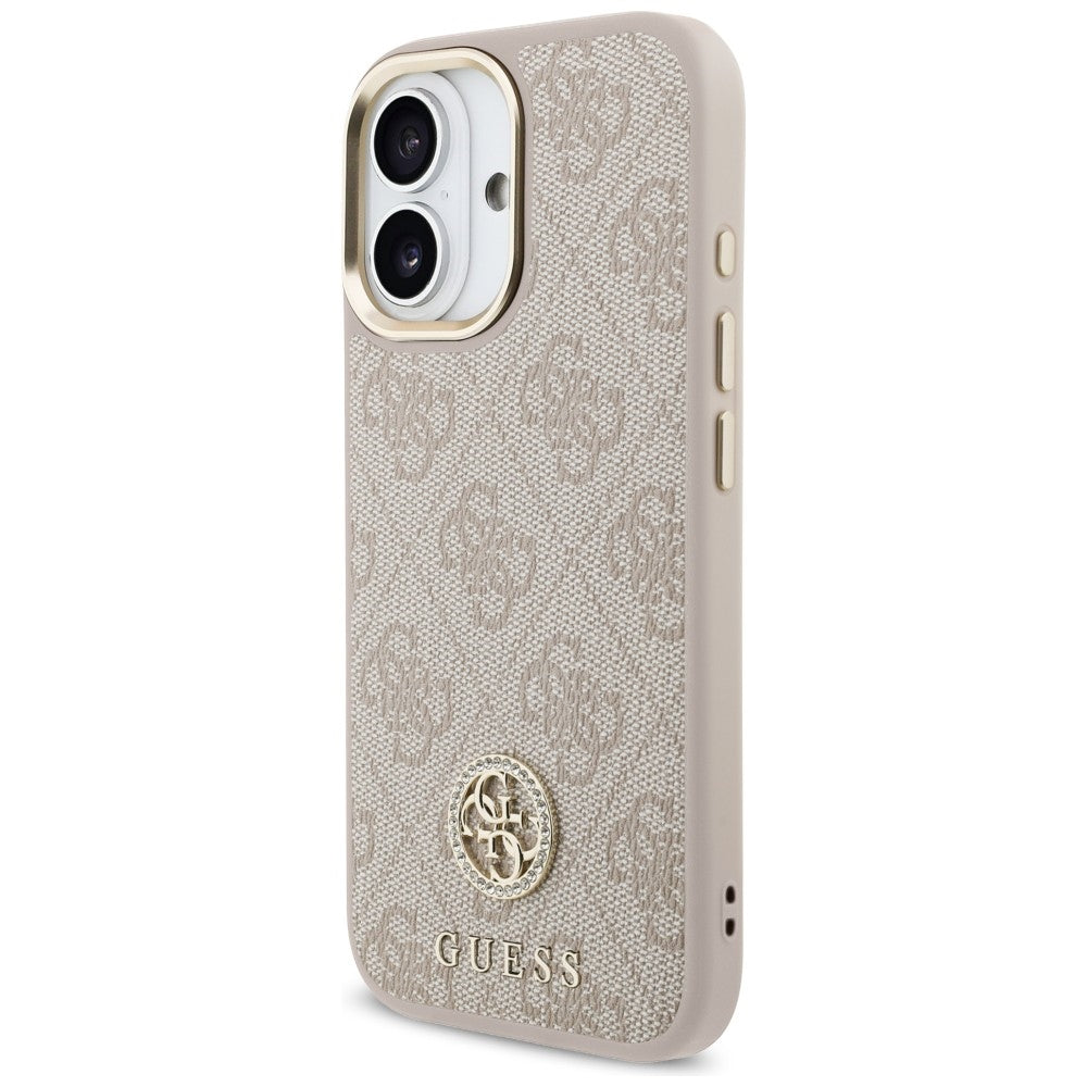 Handyhülle für iPhone 17, Guess 4G Strass Logo mit MagSafe, Rosa