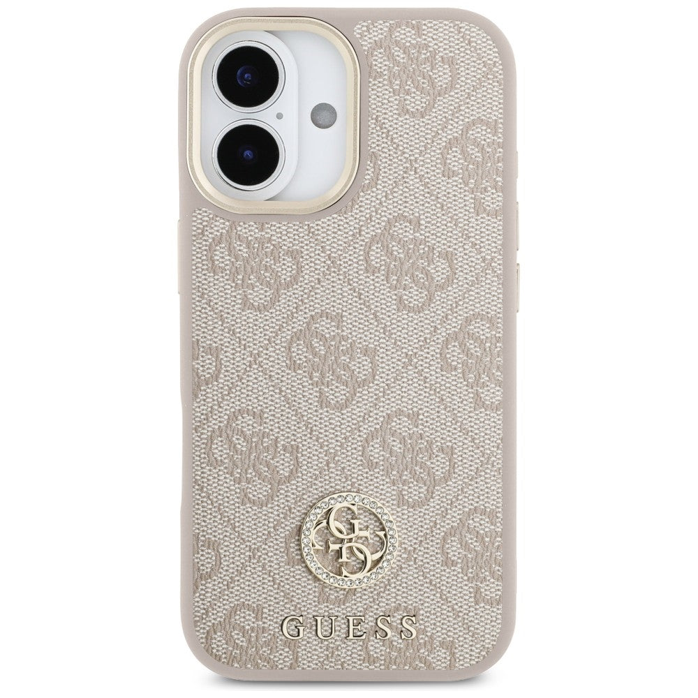 Handyhülle für iPhone 17, Guess 4G Strass Logo mit MagSafe, Rosa