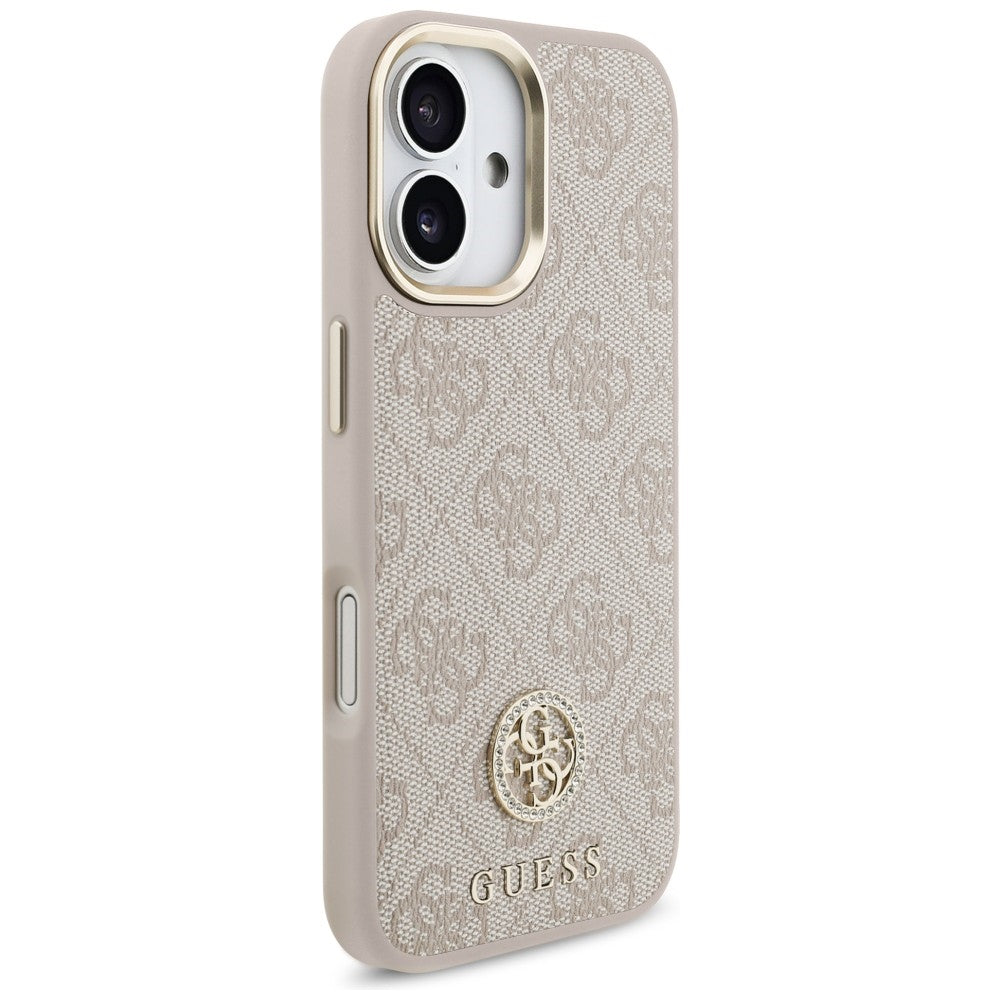 Handyhülle für iPhone 17, Guess 4G Strass Logo mit MagSafe, Rosa