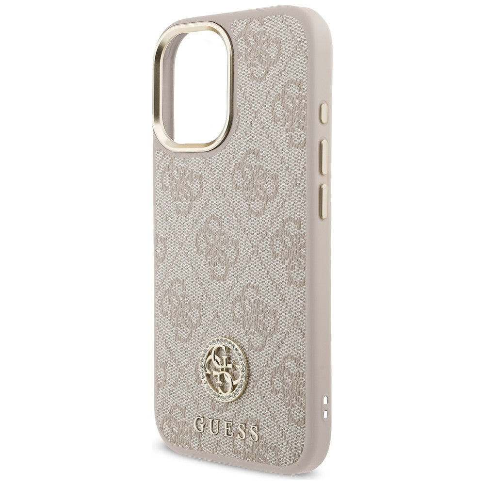 Handyhülle für iPhone 17, Guess 4G Strass Logo mit MagSafe, Rosa
