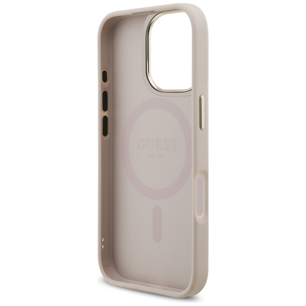 Handyhülle für iPhone 17, Guess 4G Strass Logo mit MagSafe, Rosa