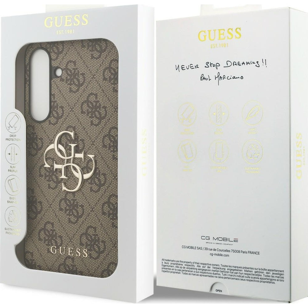 Handyhülle für Galaxy S25 FE, Guess Hardcase 4G Big 4G Classic Logo, Braun