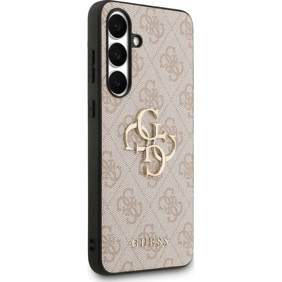 Handyhülle für Galaxy S25 FE, Guess Hardcase 4G Big 4G Classic Logo, Rosa mit Goldenen Elementen