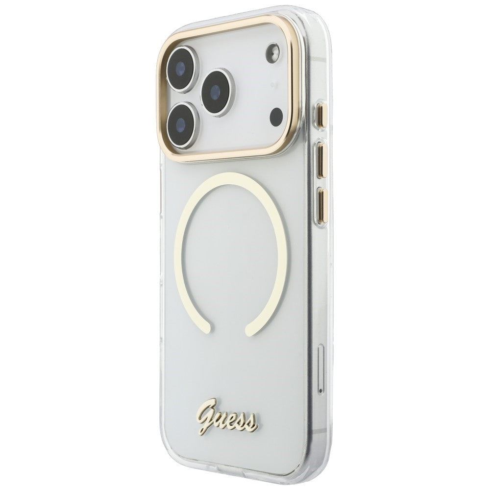 Guess Handyhülle IML Script Metal für iPhone 18 Pro Max / 17 Pro Max, Transparent (2/8)