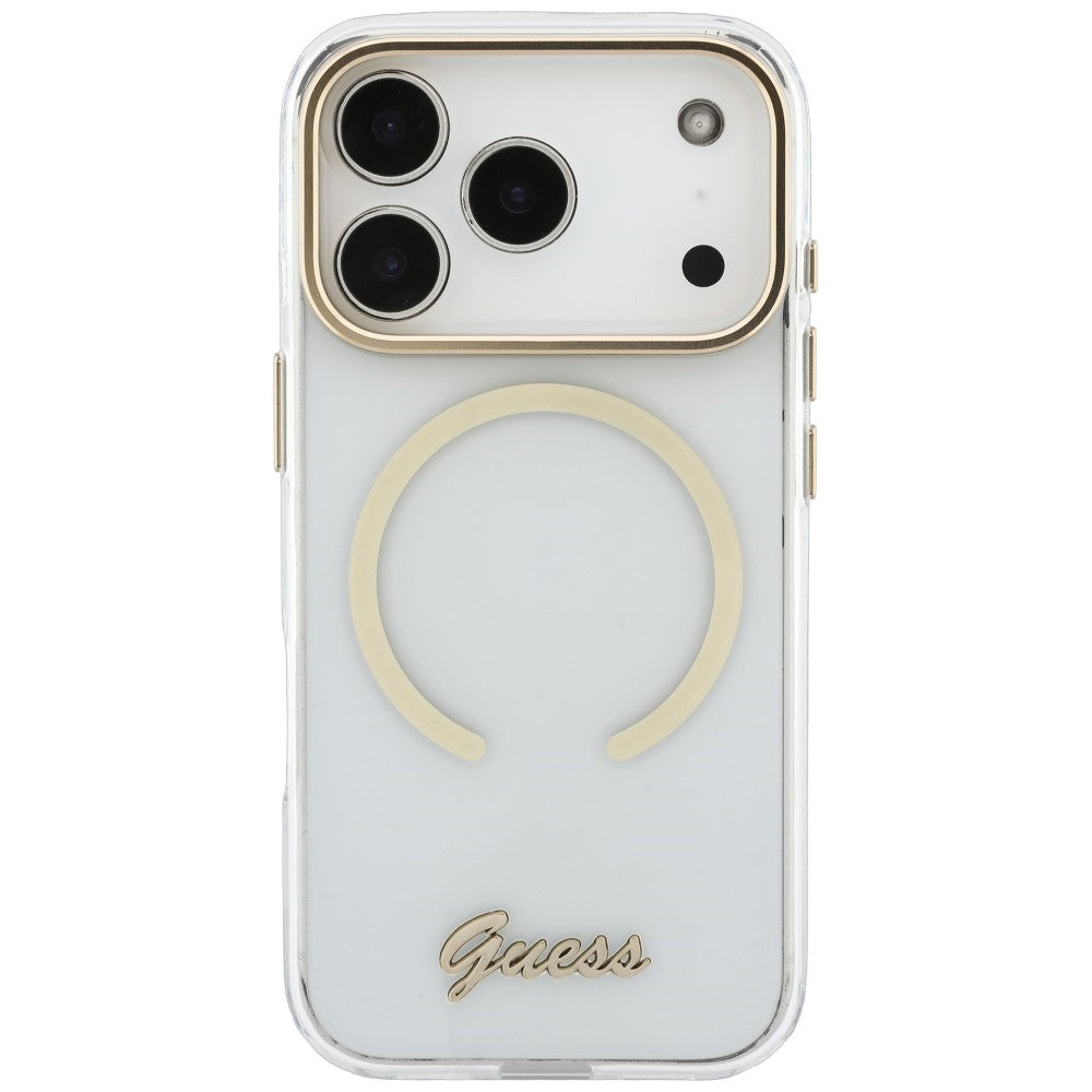 Guess Handyhülle IML Script Metal für iPhone 18 Pro / 17 Pro, Transparent (3/8)