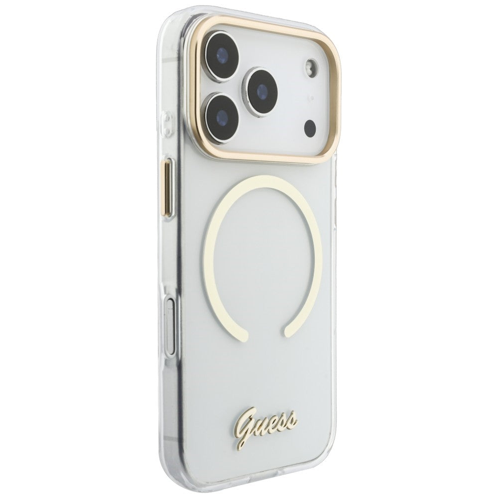 Guess Handyhülle IML Script Metal für iPhone 18 Pro / 17 Pro, Transparent (4/8)