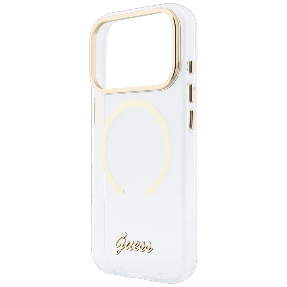 Guess Handyhülle IML Script Metal für iPhone 18 Pro / 17 Pro, Transparent (6/8)