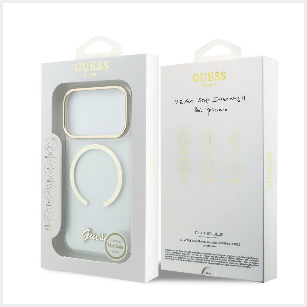Guess Handyhülle IML Script Metal für iPhone 18 Pro Max / 17 Pro Max, Transparent (8/8)