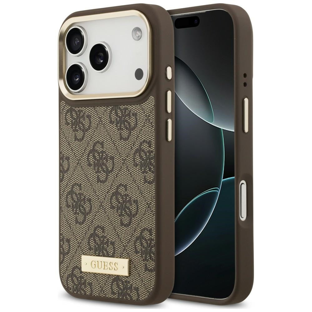 Guess Handyhülle 4G Logo Plate für iPhone 18 Pro / 17 Pro, Braun (1/8)