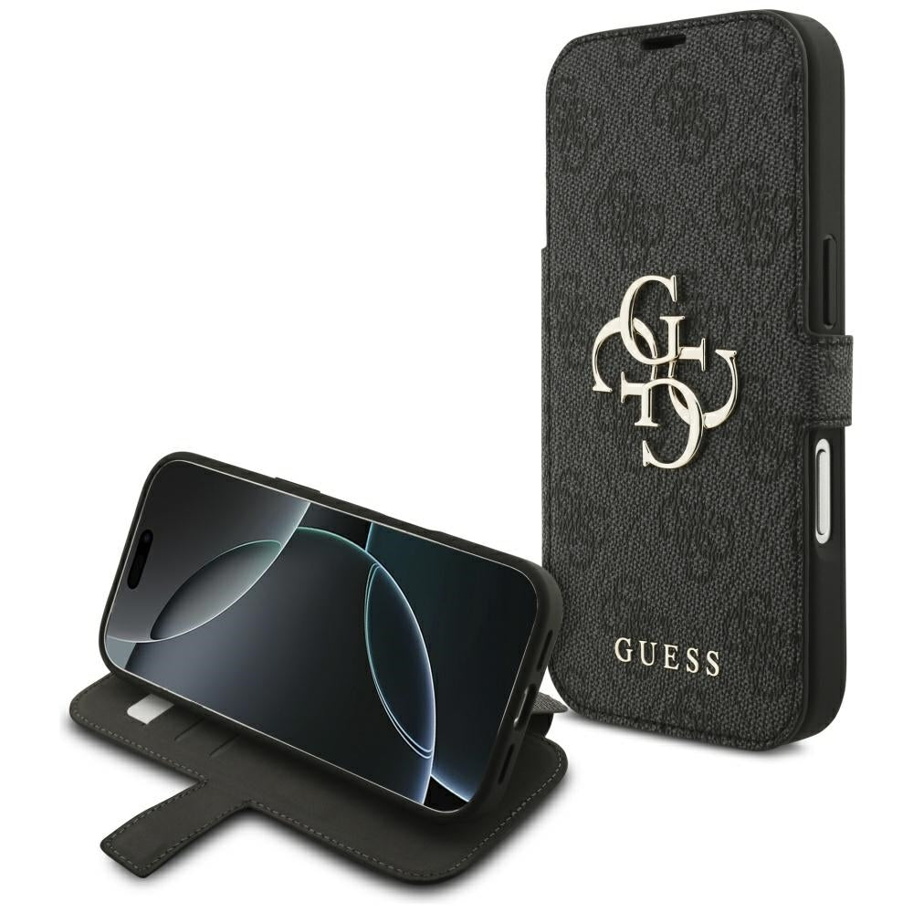 Handyhülle für iPhone 18 Pro / 17 Pro Guess Book 4G Metal Logo, Schwarz