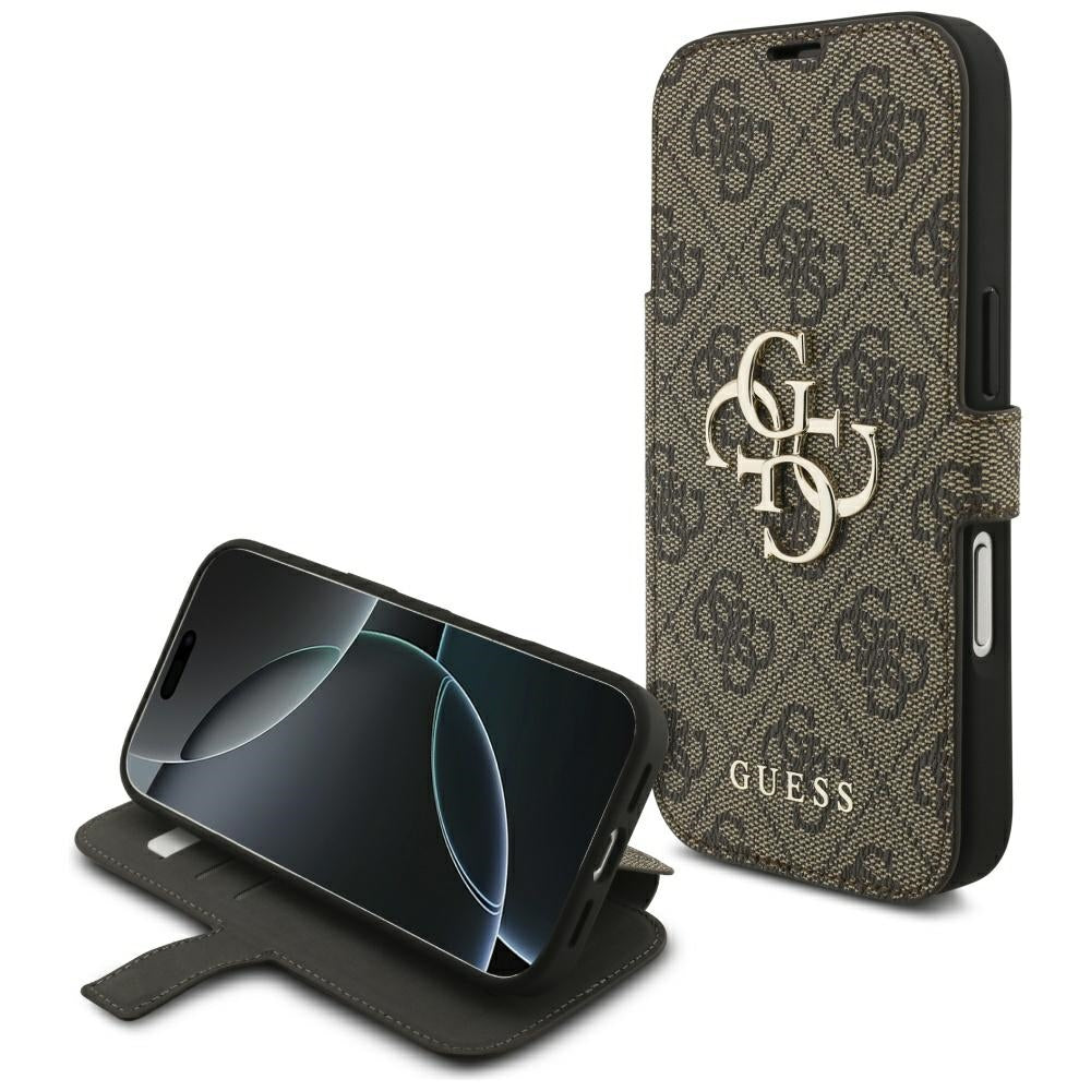 Handyhülle für iPhone 18 Pro / 17 Pro Guess Book 4G Metal Logo, Braun
