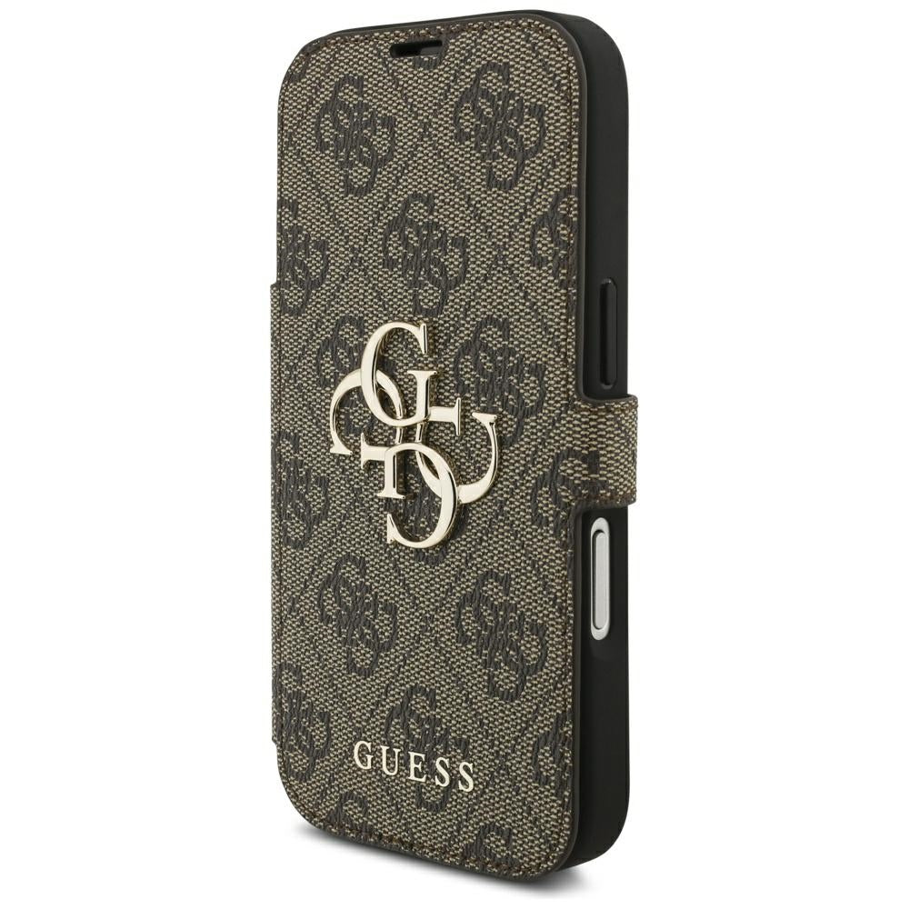 Handyhülle für iPhone 18 Pro / 17 Pro Guess Book 4G Metal Logo, Braun