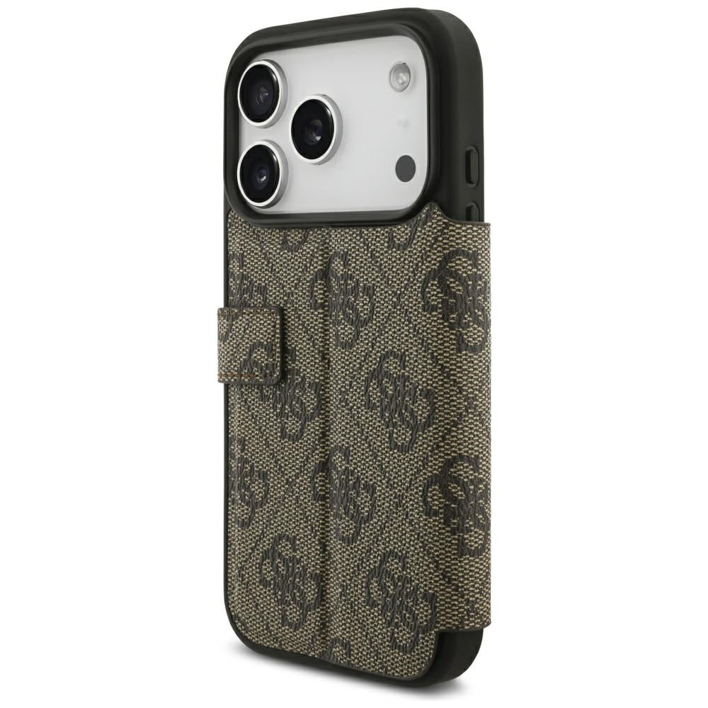 Handyhülle für iPhone 18 Pro / 17 Pro Guess Book 4G Metal Logo, Braun