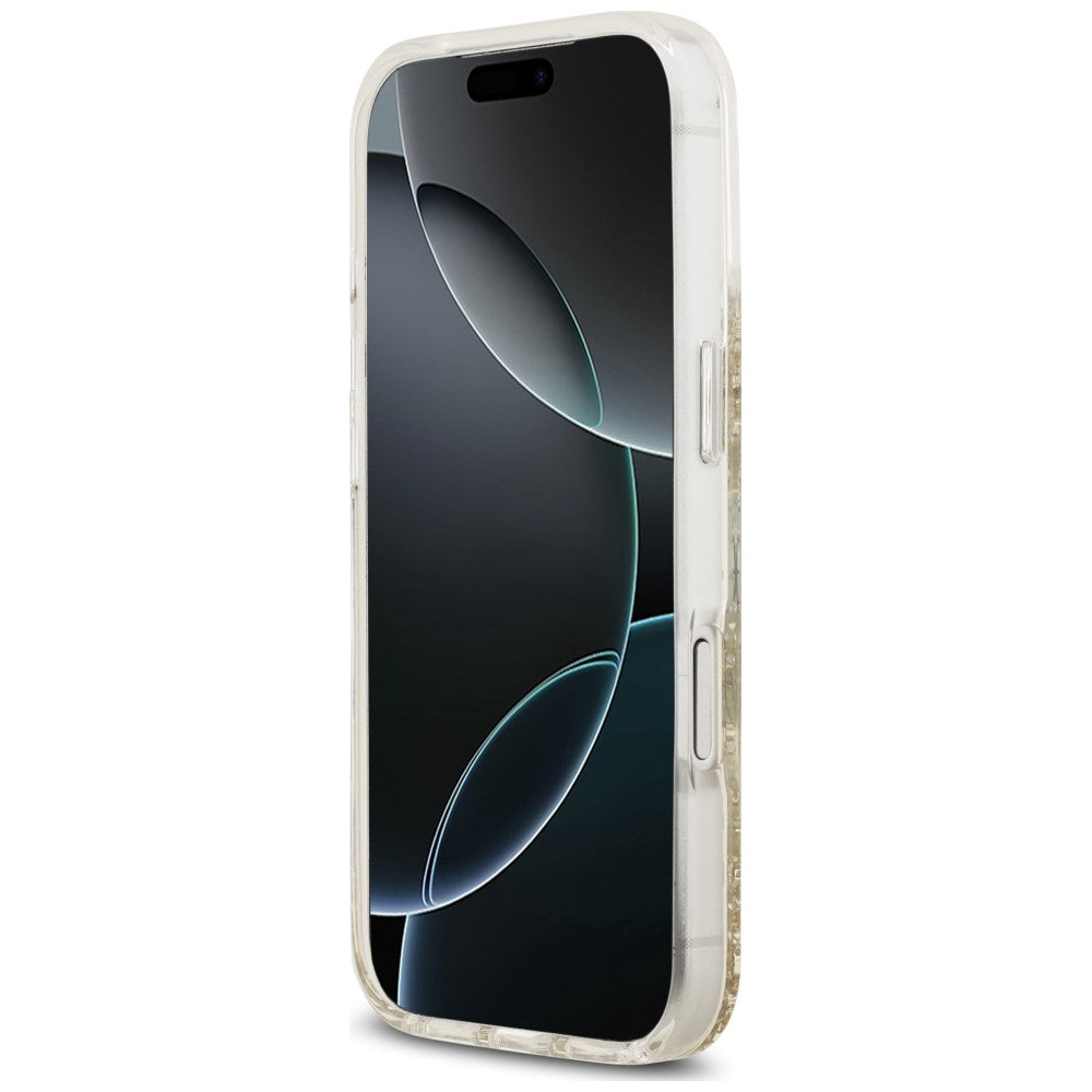 Handyhülle für iPhone 18 Pro / 17 Pro Guess Resin Bottom Glitter mit MagSafe, Golden