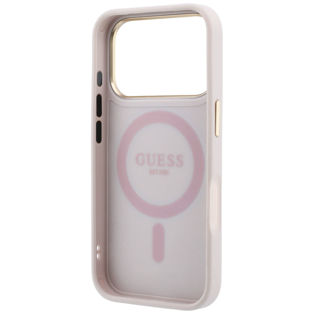 Handyhülle für iPhone 18 Pro Max / 17 Pro Max, Guess Ring Stand 360 4G Classic Logo mit MagSafe, Rosa