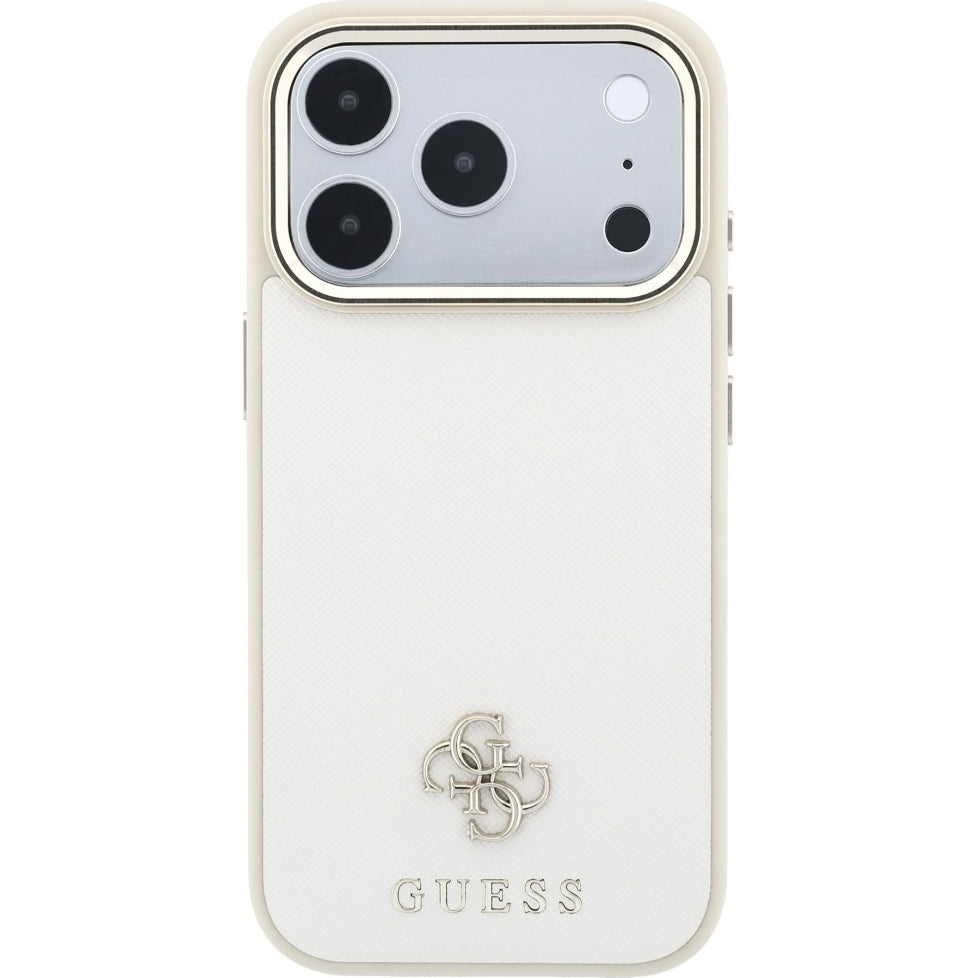 Handyhülle Guess Saffiano Small 4G Classic Logo für iPhone 18 Pro Max / 17 Pro Max mit MagSafe, Beige