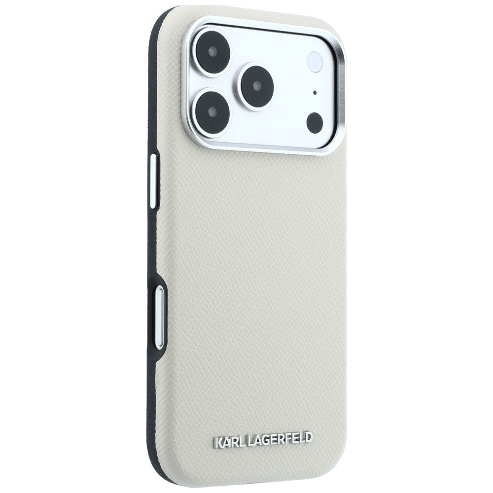 Handyhülle Karl Lagerfeld Grained Elongated Logo für iPhone 18 Pro / 17 Pro mit MagSafe, Beige