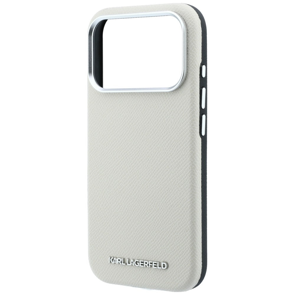 Handyhülle Karl Lagerfeld Grained Elongated Logo für iPhone 18 Pro / 17 Pro mit MagSafe, Beige