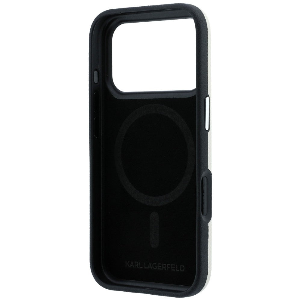 Handyhülle Karl Lagerfeld Grained Elongated Logo für iPhone 18 Pro / 17 Pro mit MagSafe, Beige