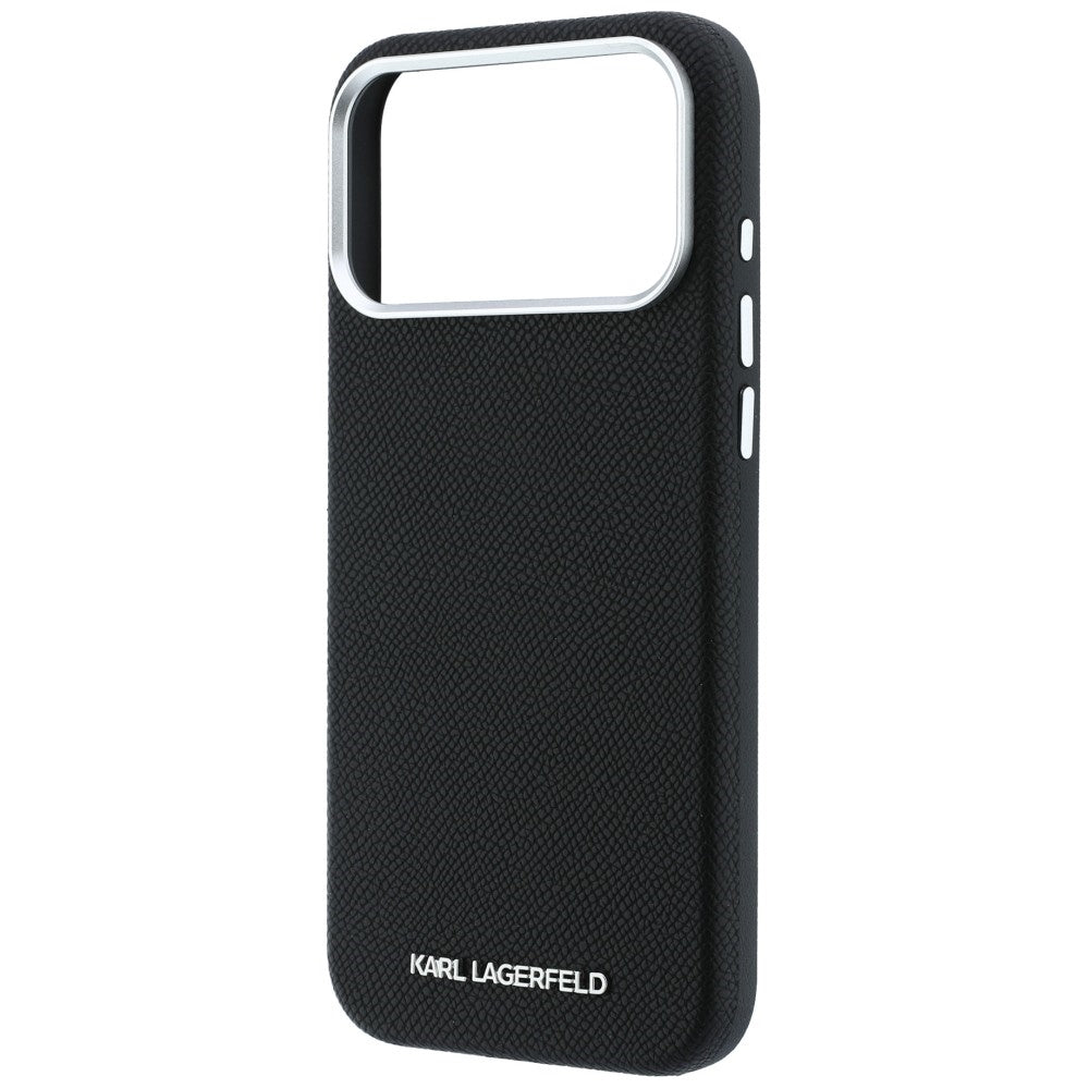 Handyhülle Karl Lagerfeld Grained Elongated Logo für iPhone 18 Pro / 17 Pro mit MagSafe, Schwarz