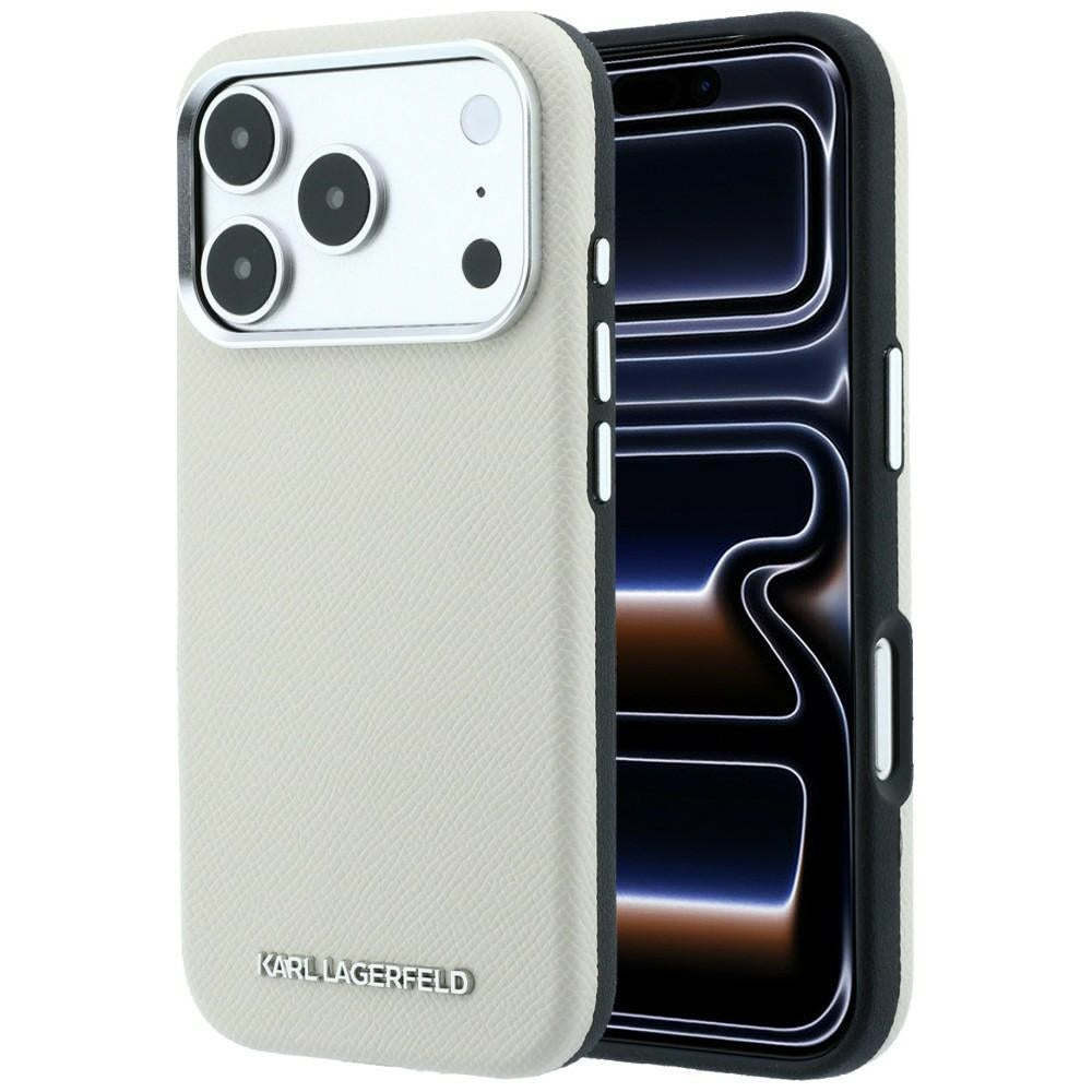 Handyhülle Karl Lagerfeld Grained Elongated Logo für iPhone 18 Pro Max / 17 Pro Max mit MagSafe, Beige