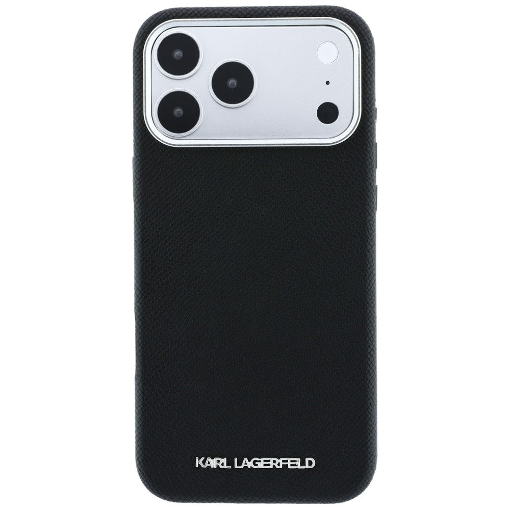 Handyhülle Karl Lagerfeld Grained Elongated Logo für iPhone 18 Pro Max / 17 Pro Max mit MagSafe, Schwarz